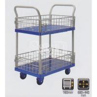 Double Deck Side Net Trolley 双层静音铁网塑胶底板手推车 