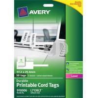 Avery #910006 L7136 L/S Laser White Durable Printable Cord Tags 双面印刷电线标籤